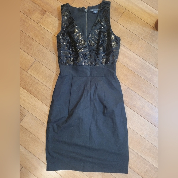 Armani Exchange AX Black Sequin Petite Bodycon Dress - Picture 4 of 5
